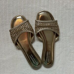 Cynthia Rowley Metallic Gold Slide Sandals